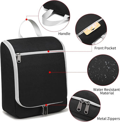 Della Gao Black Water Repellent Polyester Hanging Toiletry Bag for Travel
