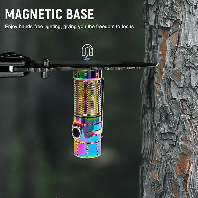 EDC Flashlight Rechargeable, 310M Throw 1300 High Lumen LED Mini Pocket Flash Light with Magnetic Base, Compact Waterproof Small Powerful Light for Home, Camping, Emergencies-Rainbow Color
