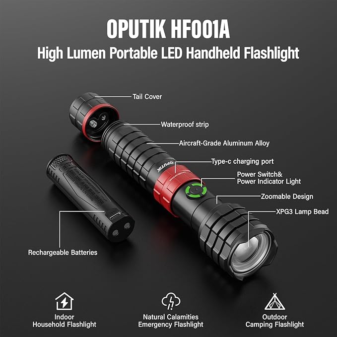 2PACK Portable Rechargeable Handheld Flashlight,Led Flashlights 1500 High Lumens,Military Grade Emergency Tactical Flashlights Suitable for Home,Outdoor,Camping,Biking,Hiking,Hurricane