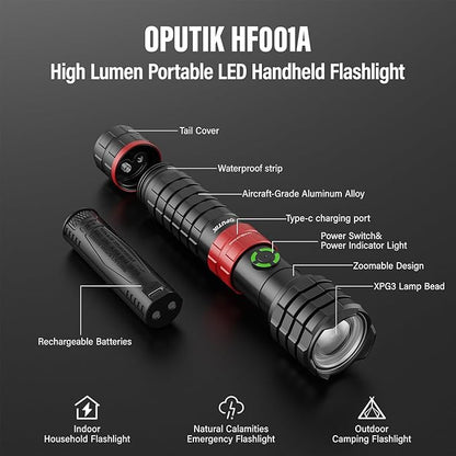 2PACK Portable Rechargeable Handheld Flashlight,Led Flashlights 1500 High Lumens,Military Grade Emergency Tactical Flashlights Suitable for Home,Outdoor,Camping,Biking,Hiking,Hurricane