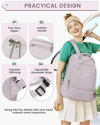 Gym Backpack for Women, Gym Bag with Shoe Compartment, Waterproof Lightweight Sports Yoga Travel Backpack with Wet Pocket, Pink