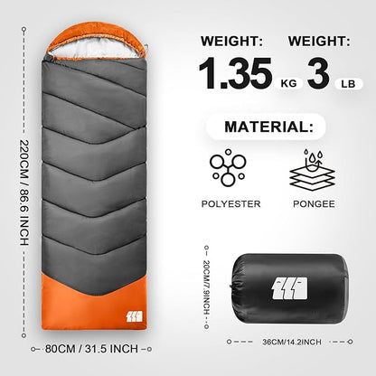 Sleeping Bags for Adults Cold Weather,Portable, Waterproof,Lightweight Sleeping Bag for Tall Girls Boys with Compression Sack for Warm Camping, Hiking, Outdoor & Indoor