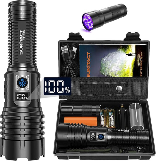 Flashlights High Lumens Rechargeable, 980000 Lumens XHM77.2 LED Flashlight Super Bright Flash Light Battery Powered, Powerful Flashlights Handheld Linternas for Emergencies Camping