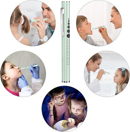 COSOOS 2 Rechargeable Penlights with Pupil Gauge & Ruler, Mini LED Pen Lights for Nurse Doctor, Warm & White Light, Chargeable Penlight with Clip, Flashlight for Nursing Student