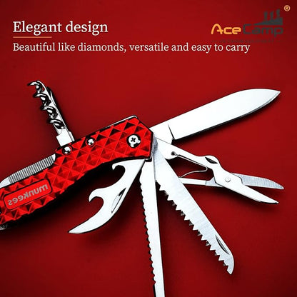 11-In-1 multifunctional pocket tool portable folding tool with blade, scissors, corkscrew, serrated, screwdriver,opener, for outdoor, disaster prevention, operation, camping tools