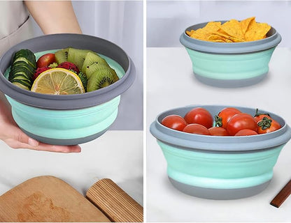 Collapsible Bowls, 3pcs Food Grade Silicone Camping Bowl Salad Bowl with lids, Portable Expandable Lunch Box Food Storage Container for Camping Travel and Picnic