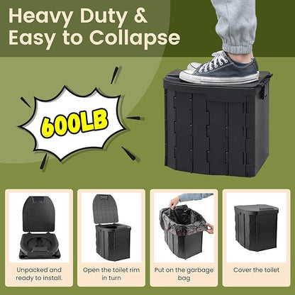 Portable Toilet and Privacy Tent for Adults, Pop Up Privacy Tent Outdoor X Large Camping Folding Toilet,1 Roll Toilet Bags, 10 Pack Liquid Waste Gel,Pop-up Tent for Toilet, Travel, Changing