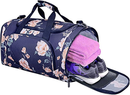MOSISO Sports Duffel Peony Gym Bag with Shoe Compartment for Men/Women Dance Travel Weekender
