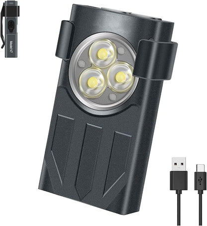 AVNICUD LED Mini Flashlights, 1100 Lumens Small Flashlight with 4 Side LED & Keychain, 5 Modes Rechargable Handheld Pocket Torch with High Lumens for Camping, Outdoor-(Gray)