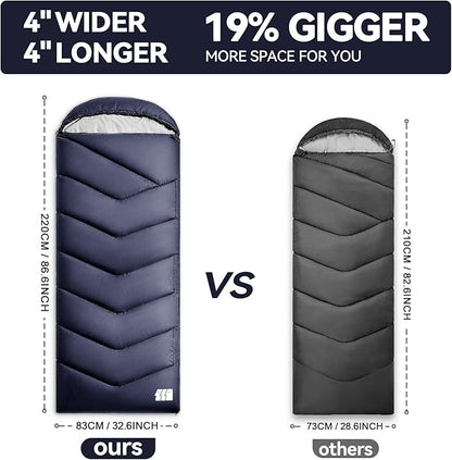 Sleeping Bags for Adults Cold Weather,Portable, Waterproof,Lightweight Sleeping Bag for Tall Girls Boys with Compression Sack for Warm Camping, Hiking, Outdoor & Indoor