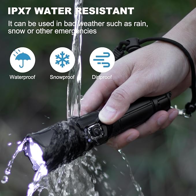 Flashlights High Lumens Rechargeable 2 Pack, 990000 Lumen Super Bright Led Flashlight with USB Cable, IPX7 Waterproof, 5 Modes Powerful Handheld Flash Light for Home Camping Emergency