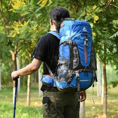 Bseash 60L Hiking Camping Backpack with Rain Cover, Waterproof Large Capacity Outdoor Sport Travel Daypack Climbing Touring (Black)