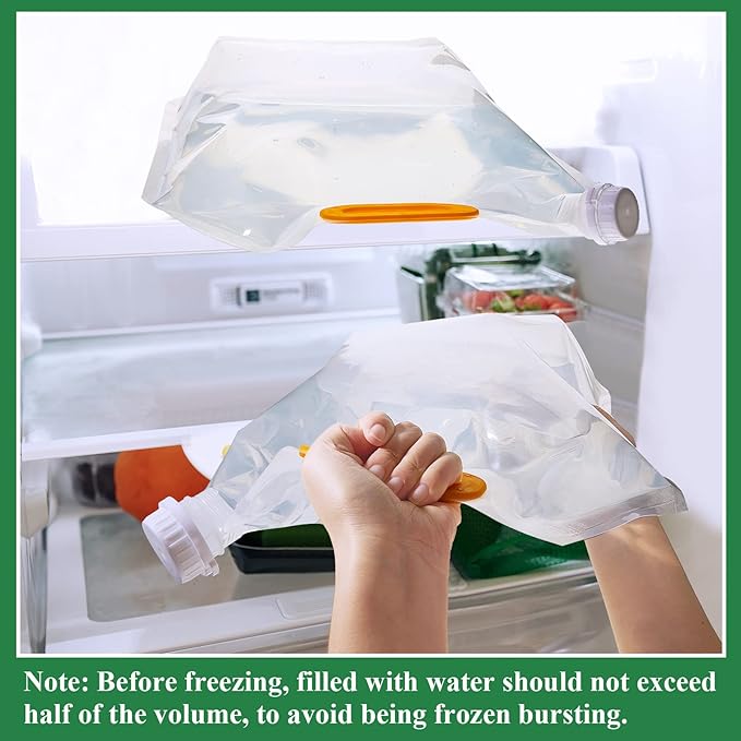 36 Pcs 1.3 Gallon Collapsible Water Storage Bag Emergency Jug Container Water Bladder Clear Plastic Storage Pouch for Outdoor Sport Camping Hiking Backpack No leak, Freezable, Odorless, Flat Folding