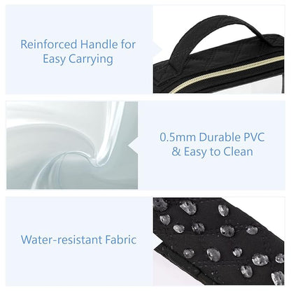 PACKISM TSA Approved Toiletry Bag, 3 Pack Clear Makeup Bags with Handle Large Opening, Clear Toiletry Bags Fit Carry-on Travel Essentials, Quart-sized Travel Bags for Toiletries, Black