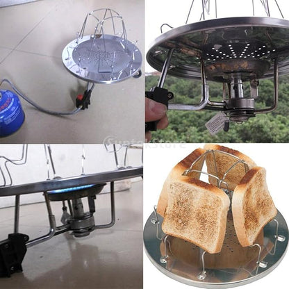 Folding Camp Stove Toaster, Stainless Steel 4 Slice Propane Bread Toaster, Portable Backpacking Outdoor Toaster Rack Holder for Camping Fishing Hiking