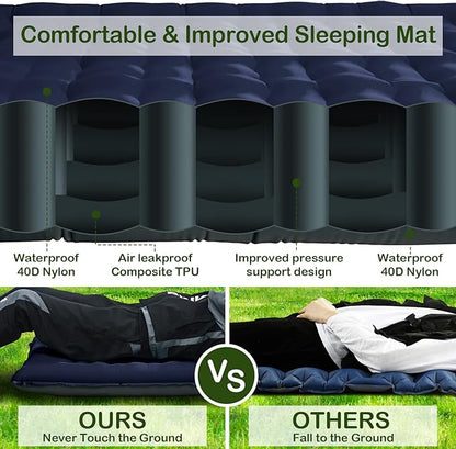 Sleeping Pad for Camping, Thick 4.7 Inch Ultralight Inflatable Sleeping Mat with Built-in Pump,Portable Air Mattress with Pillow for Camping, Backpacking, Hiking,Tent,Dark Blue