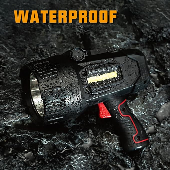 Durapower Rechargeable Spotlight, 150000 Lumens LED Spotlight Flashlight, IP44 Waterproof Handheld Spotlight for Indoor Outdoor Farm Camping Emergency