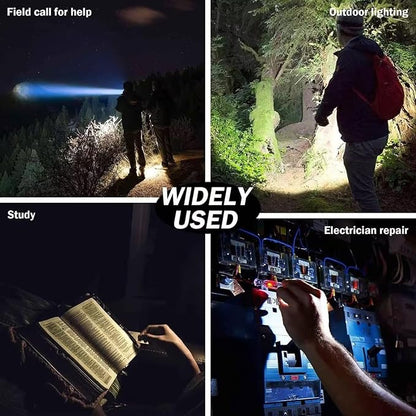 Rechargeable Spotlight,1000000LM Spotlight Flashlight with 6 Modes, IP65 Waterproof Spot Light with COB Light and Solar Panels, Handheld Spotlight Rechargeable for Hunting Boating Camping