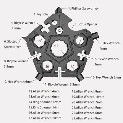 23-in-1 Snowflake Multitool Stainless Steel Multitool,Chxico 23-in-1 Stainless Multi-tool with Key Ring,Gift for Christmas(Black)