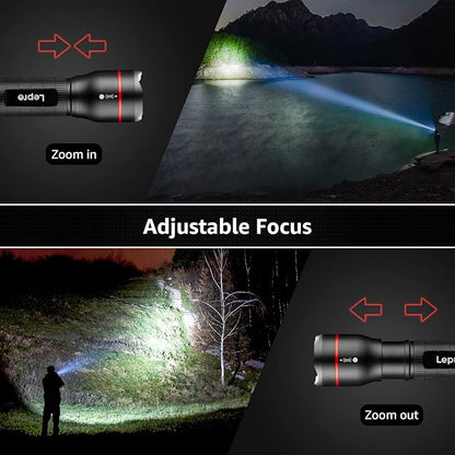 Lepro LED Flashlights LE2000 High Lumen, 5 Lighting Modes, Zoomable, Waterproof, Pocket Size Flashlight for Outdoor, Emergency, Camping Gear, Powered by AAA Battery, 2 Pack