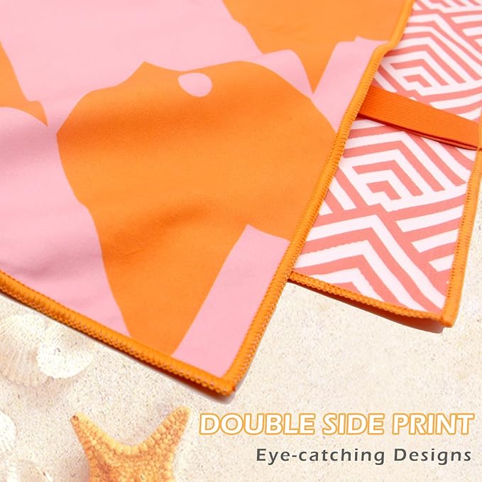 Eunzel 2 Pack Microfiber Beach Towel, Quick Dry Travel Towel Large Sand Free Towel for Beach, Camping, Swim Pool, Gym, Sports& Yoga 71"x32", Fish