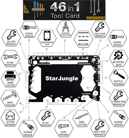 Multi purpose survival Pocket tool - 43 in 1- wallet credit card size Ninja Tactical Multitool Christmas Gifts Stocking Stuffers for Men (1 PACK)