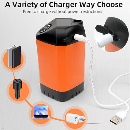 Outdoor Camping Shower, 7800mAh Outdoor Camp Shower Pump, Rechargeable Electric Shower Pump with Intelligent Digital Display, Powered by Rechargeable Battery for Camping, Hiking, Traveling, Orange