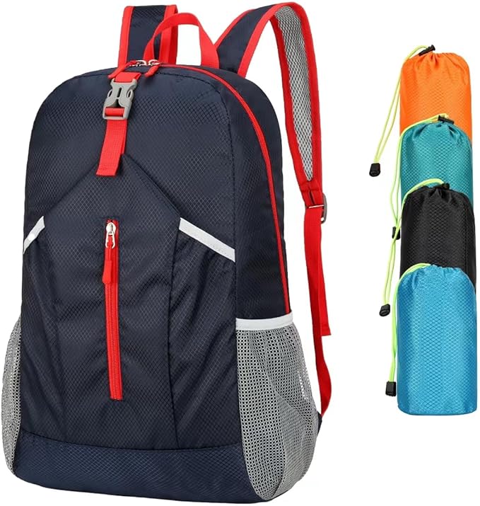 25L Hiking-Backpack Foldable-Sports Daypack-Camping Collapsible Bag Water Resistant Lightweight Travel Men Women (Dark Blue)