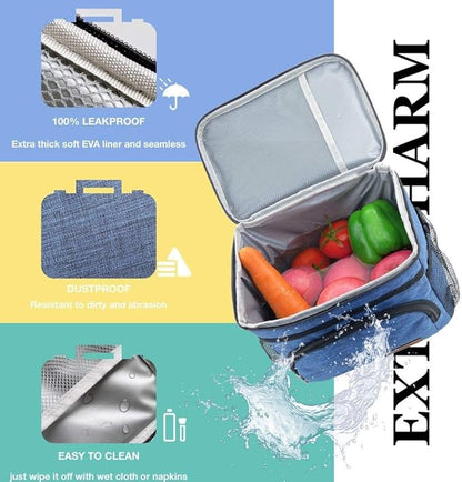 ExtraCharm Insulated Lunch Bag for Women/Men - Reusable Lunch Box for Office Picnic Hiking Beach - Leakproof Cooler Tote Bag Organizer with Adjustable Shoulder Strap for Adults - Grey