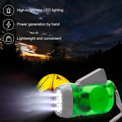 Mudder 24 Pieces Hand Crank Flashlight No Battery Flashlight with LED Self Powered Charging Torch Dynamo for Camping Emergency (Green, Grey, Blue, Red)