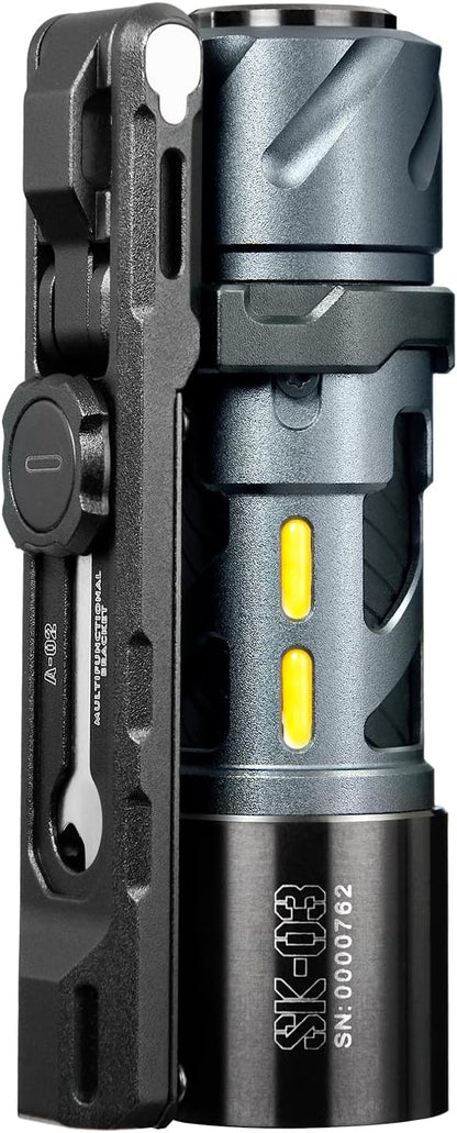 SK03 PRO EDC Rechargeable Flashlight with Magnetic Bracket, Side Light with 4 Colors Filters, 10 Modes, 1000 Lumens LED Mini Flashlights High Humens for Emergency, Home, Camping