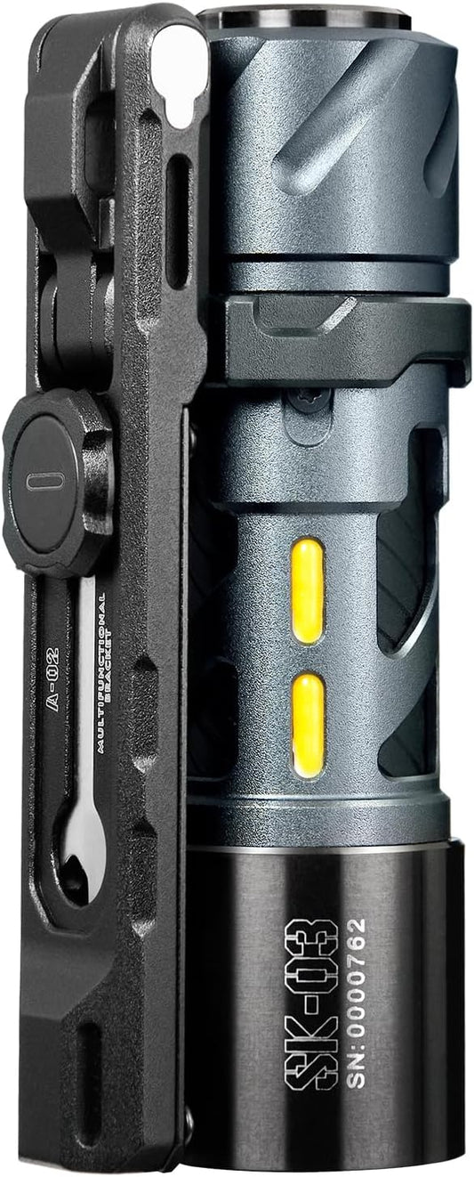SK03 PRO EDC Rechargeable Flashlight with Magnetic Bracket, Side Light with 4 Colors Filters, 10 Modes, 1000 Lumens LED Mini Flashlights High Humens for Emergency, Home, Camping