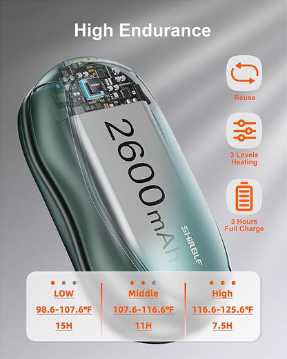 Hand Warmers Rechargeable 2 Pack - 15Hrs Long Heating Rechargeable Heater, Reusable Handwarmers, Portable Pocket Electric Hand Warmer Use As Winter Warm Christmas Birthday Gift