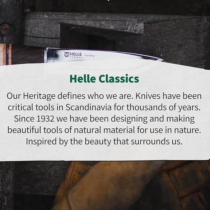 HELLE Knives - Harding - Fixed Blade - Classic Knife - Birch Wood Handle - H3LS Stainless Steel - Made in Norway