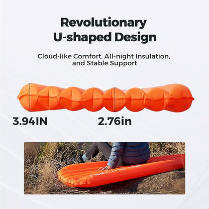 FLEXTAILGEAR Inflatable Sleeping Pad with 5R Value – Ultralight 2.8 Inch Camping Mattress, 4 Seasons Compact Backpacking Gear Essentials for Camping, Traveling, Hiking and Tent