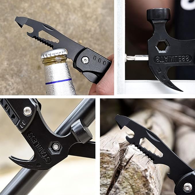 1X Survival Tools Gadgets Multitool Hammer, Father's Day Gifts Birthday Present for Men Dad Boy Grandpa, 14 in 1 DIY Survival Gadget Kit Tool Camping Backpacking Accessories