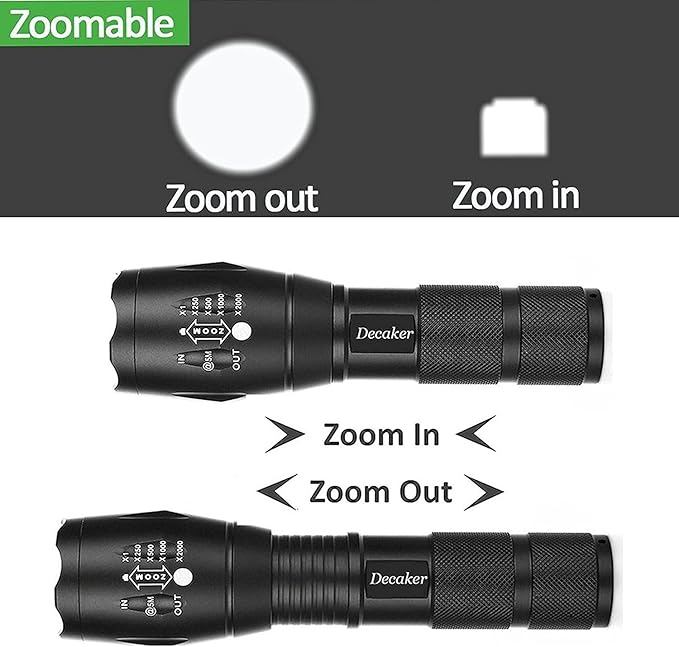 Tactical Flashlight Military Grade 5 Mode 3000 Lumens Tactical Led Waterproof Flashlights, 4-Pack