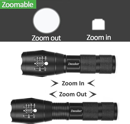 Tactical Flashlight Military Grade 5 Mode 3000 Lumens Tactical Led Waterproof Flashlights, 4-Pack