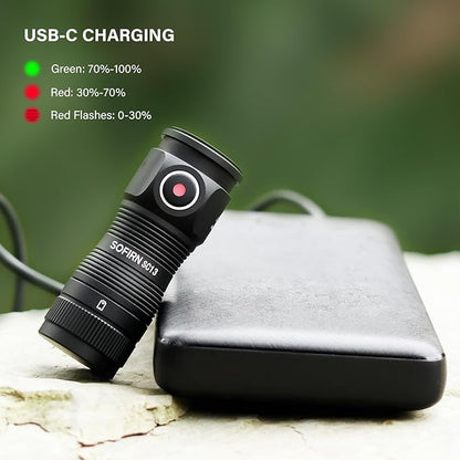 sofirn LED Small Flashlight USB C Rechargeable, SC13 Bright 1300 Lumens EDC Keychain Flashlights with IPX8 Waterproof, Portable Key Ring Mini Flash Light for Everyday Carry Camping Hiking