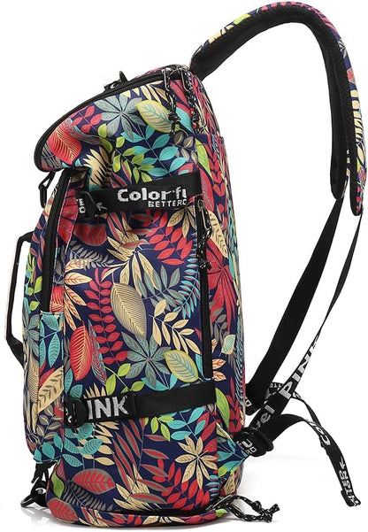 Floral Gym Duffle Bag Backpack 4 ways for Women Waterproof with Shoes Compartment for travel Sport Hiking laptop Lightweight, Kalesi
