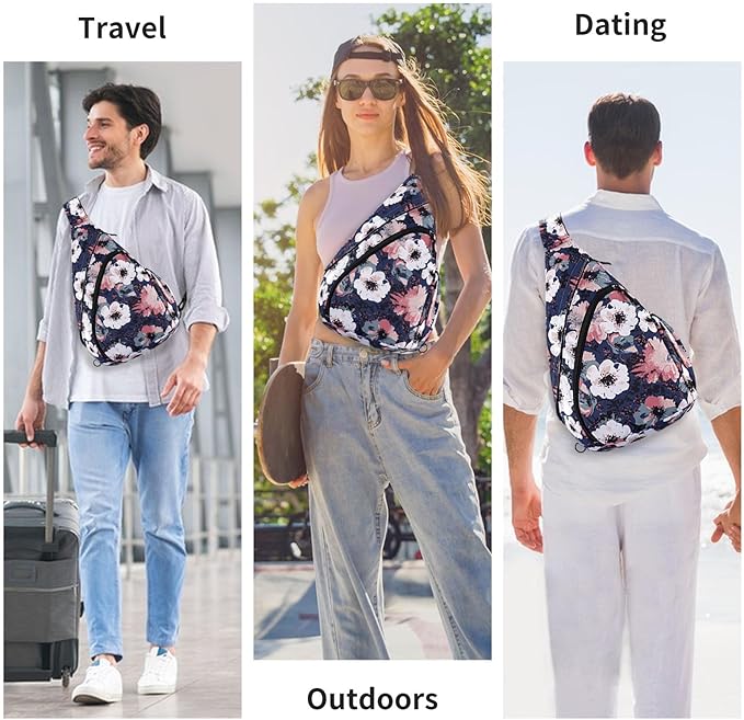 HUA ANGEL Crossbody Sling Bag for Men & Women Lightweight Waterproof Chest Shoulder Bag for Travel Hiking & Everyday Use