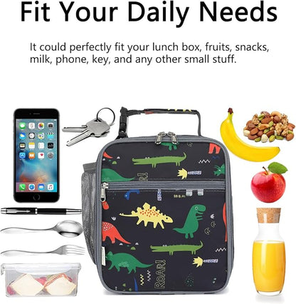 Lunch Box for Kids Boys Girls Men Women, Insulated Small Soft Cooler Lunch Bag Kit for School Work Picnic Travel - Reusable Portable lunchbox,Dinosaur Dark Blue