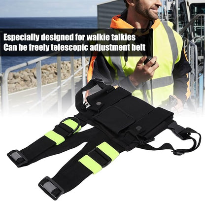 ASHATA Walkie Talkie Chest Bag Two Way Radio Universal Radio Chest Harness Bag Tactical Chest Front Pack Pouch Oxford Cloth for Hiking, Biking, Work, School, Camping