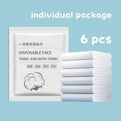 Disposable Bath Towels, 6 Pcs Large Travel Bath Towel 55 * 28 Inches, Travel Essentials Compressed Towel - Portable Disposable Washcloths for Travel Beach Shower Hiking Swim Hotel Camping