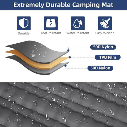 WANNTS Double Sleeping Pad, 6.0 Inches Extra Thick Ultralight Inflatable Sleeping Pad for Camping, Built-in Pump for Camping, Hiking, Airpad, Carry Bag, Repair Kit, Compact & Lightweight Air Mattress