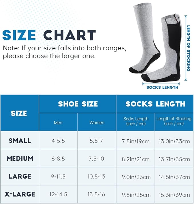 Heated Socks, Remote Control 4000mAh 5V Rechargeable Electric Heated Socks with 3 Heat Settings for Men Women Outdoor Hunting Skiing Camping Warm Winter Socks