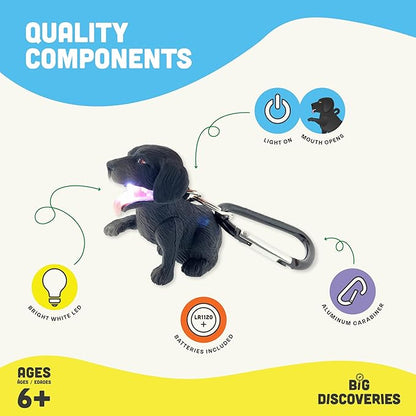 Big Discoveries WildLight Animal Carabiner Flashlight - Fun Mini Keychain Flash Lights for Kids, Nurses, Camping