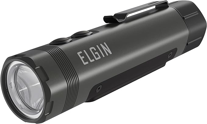 Elgin Maverick LED Flashlight, Rechargeable, Cree Super Bright 1600 Lumens, 4 Brightness Modes, Long-Lasting Battery Life, IP66 Weatherproof Torch for Work, Construction, Outdoor, Camping, Hiking