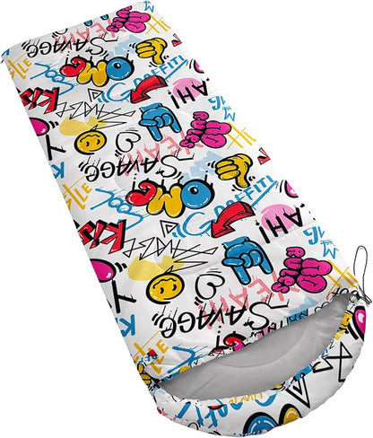 AILONEN Kids Floral Cat Camping Sleeping Bags,Lightweight & Waterproof,3 Season Warm & Cool Weather,Kawaii Kitten Sleeping Bags for Girls Adults,Travelling,Outdoors