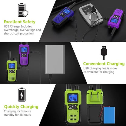 3 Walkie Talkies for Adults Long Range Rechargeable Walkie-Talkies - Long Distance 2 Way Radios Walkie Talkies 3 Pack Walkie Talkies with Earpiece and Mic Set USB Charger Lanyard NOAA Weather Alert
